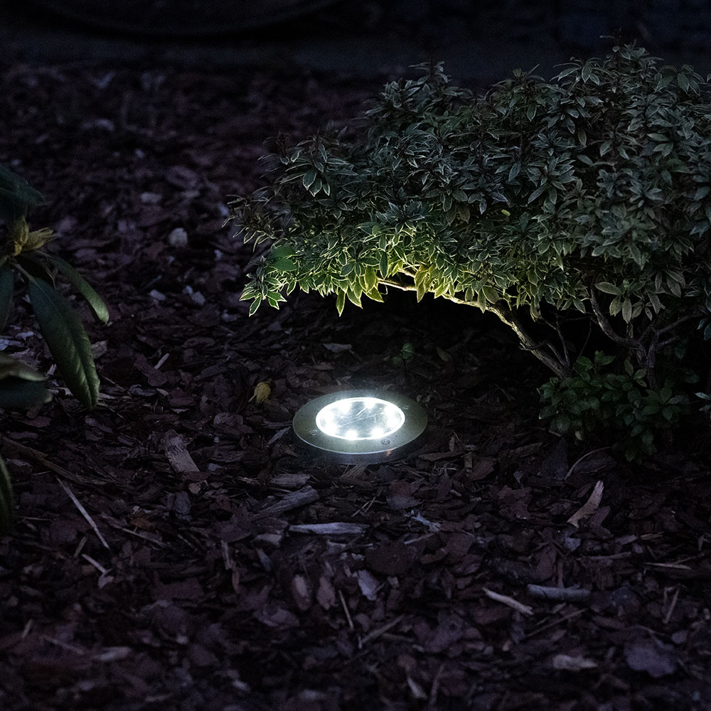 4er Set LED Solar Außen Steckleuchten aus Edelstahl