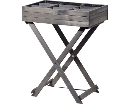 Houten bloembak met lijst, 58 x 38 x 75 cm, grijs