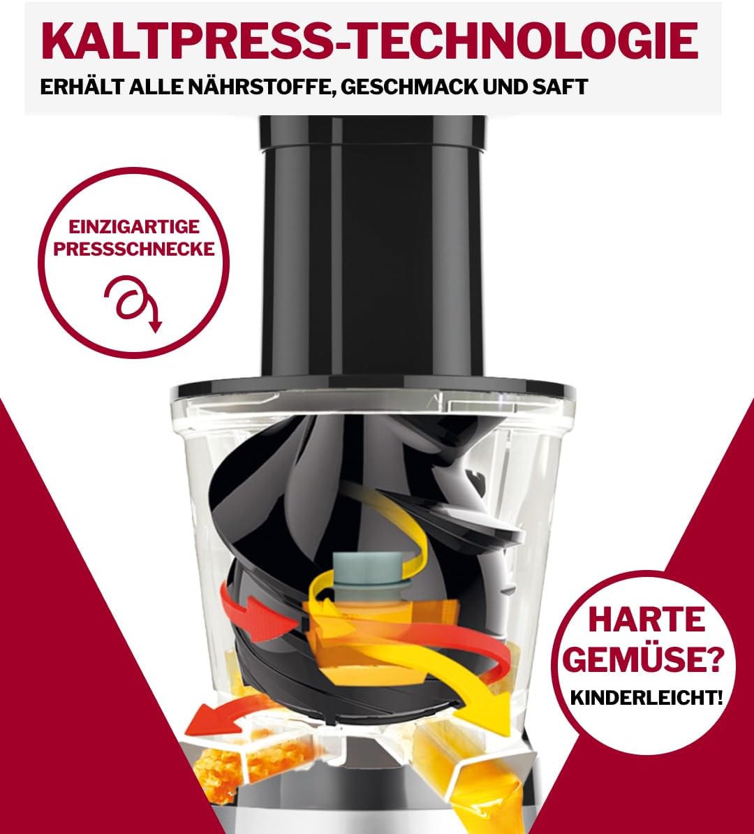TURMIX Entsafter Slow Juicer CX 680 mit 150W Motor, 3 Siebeinsätze, BPA-frei & leise – Kaltentsafter für ganze Früchte & Gemüse | Saftpresse elektrisch