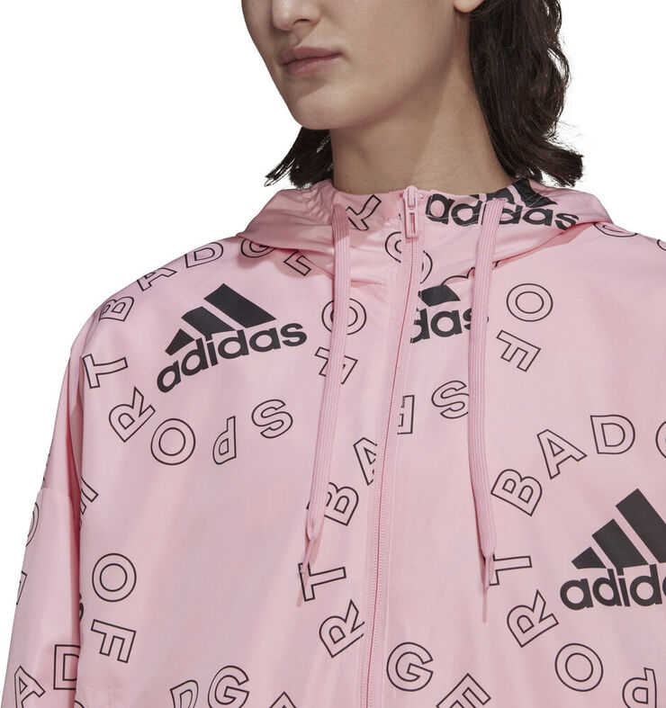 adidas Essentials Logo Allover Print vindjakke Pink