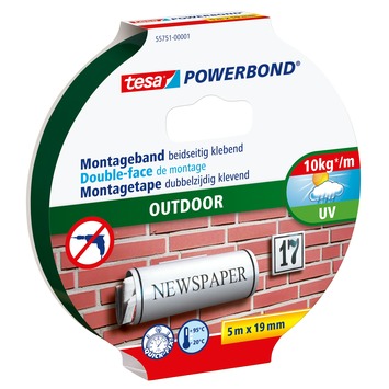 Tesa Powerbond montagetape outdoor wit 19 mm x 5 m