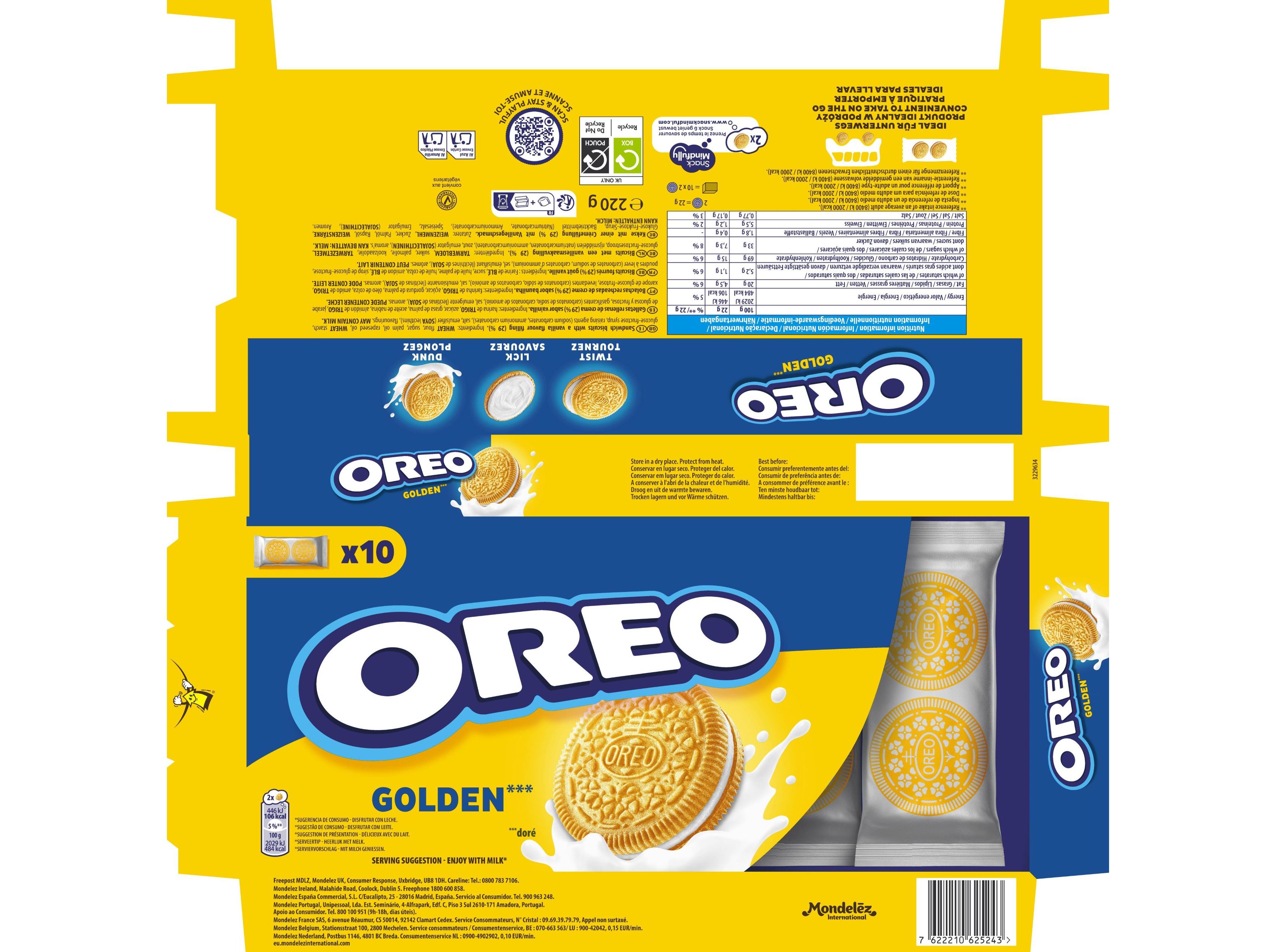 BOLACHA OREO GOLDEN 220G