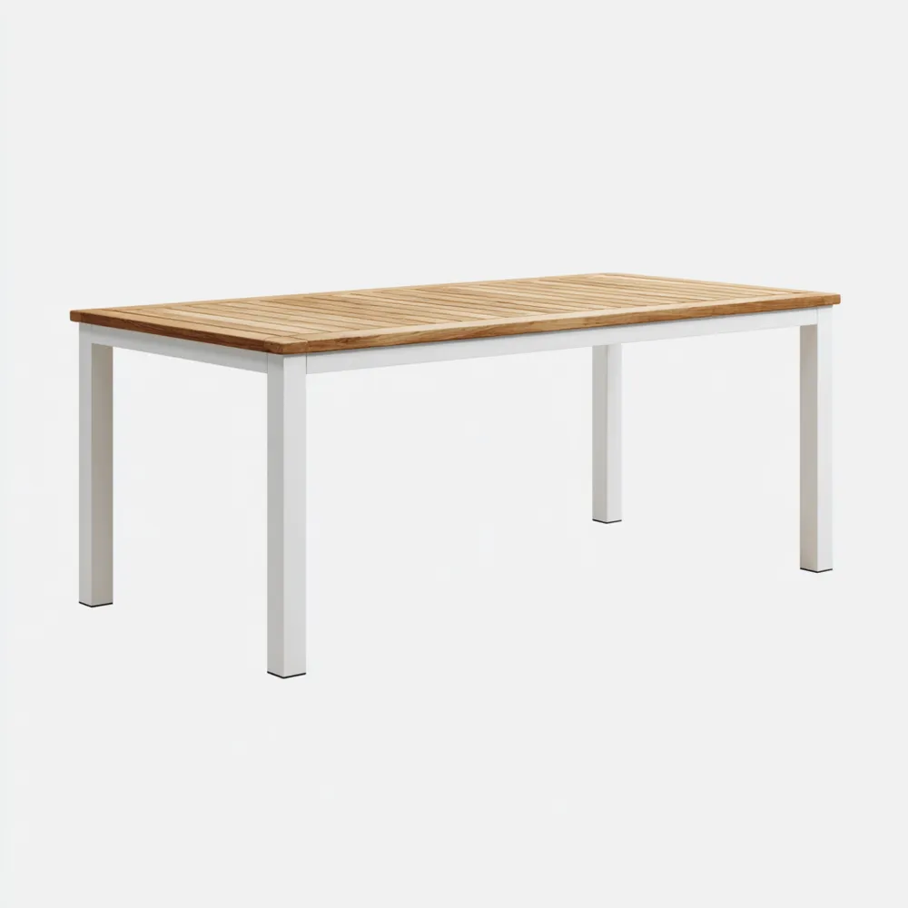 Esstisch aus Holz 200x100x75 cm - Weiß/Holz - Modernes Design