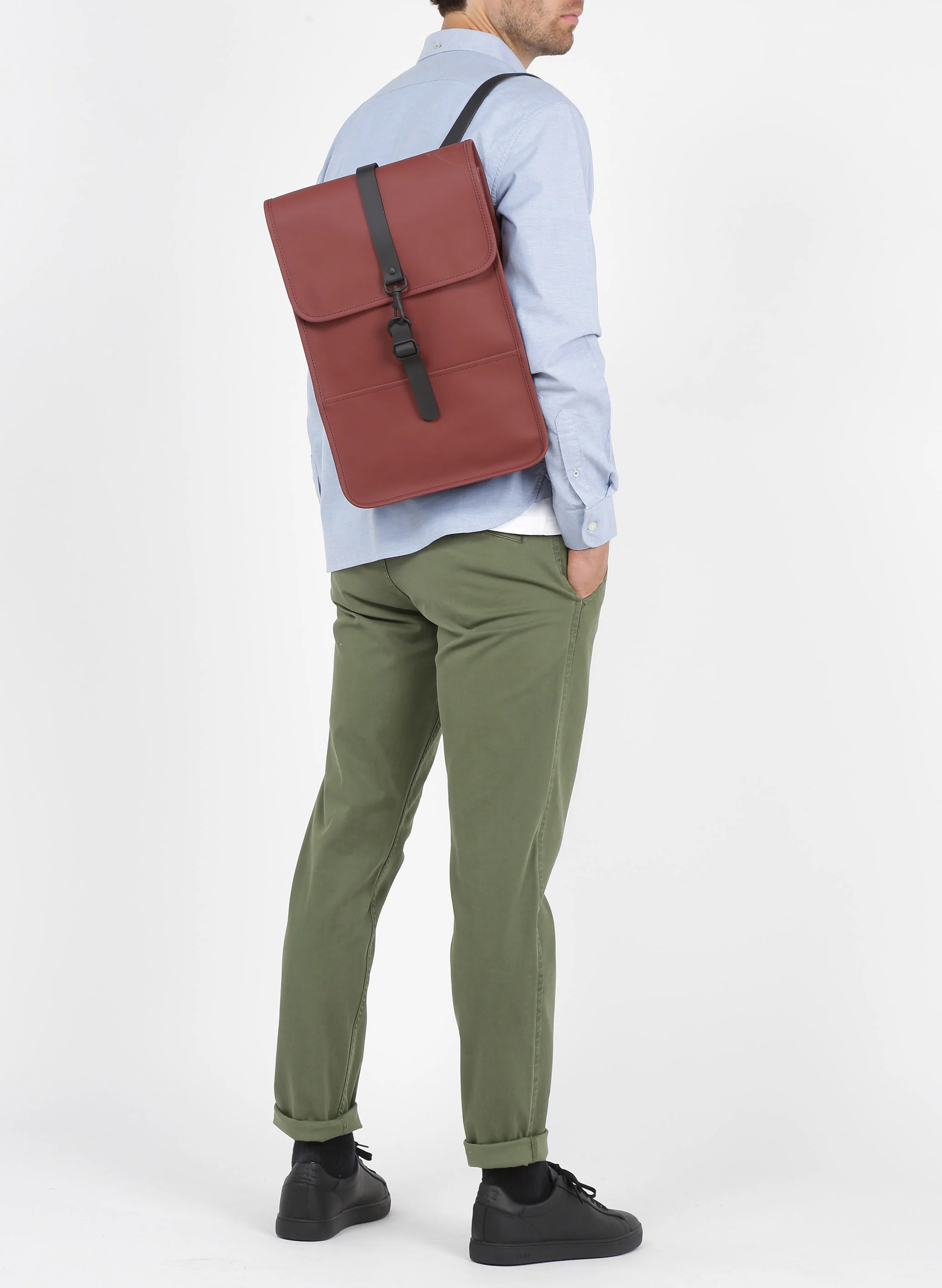 Chemise col américain regular fit en coton mélangé | Bleu
