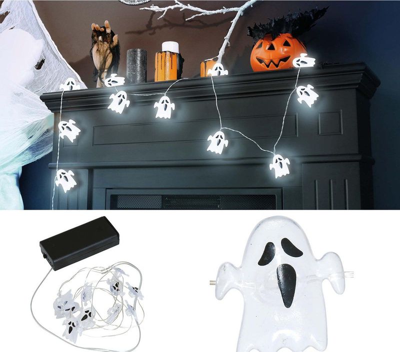 Guirca - Guirlande de Fantômes - Lichtketting - Wit - 10 LED - 120 cm
