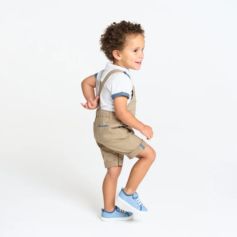 Salopette courte beige et t-shirt blanc bébé garçon Beige