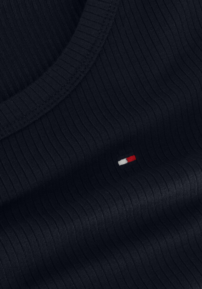 TOMMY HILFIGER donkerblauwe tommy hilfiger top slim 5x2 rib o-nk ls