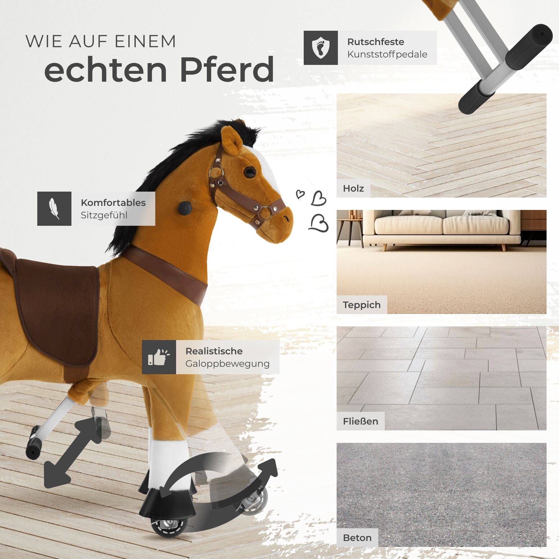 Schaukelpferd auf Rollen