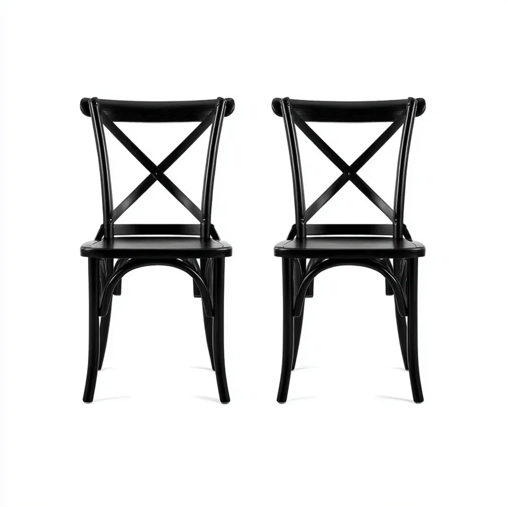 Esszimmerstuhl Set Holz 50x45x90 cm - Schwarz - Klassisches Design