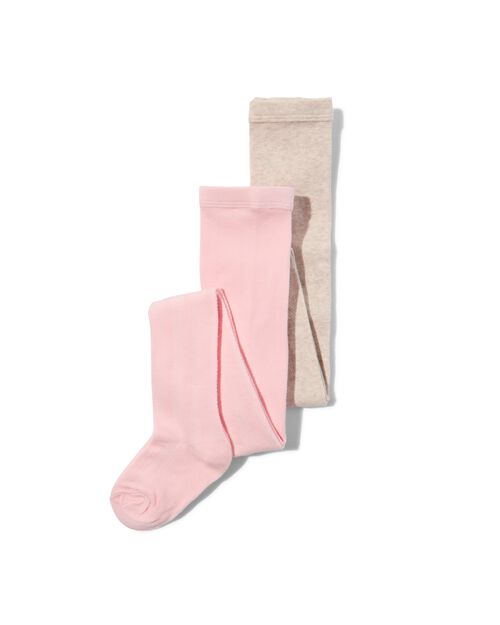 2 paires de collants épais enfant avec coton rose