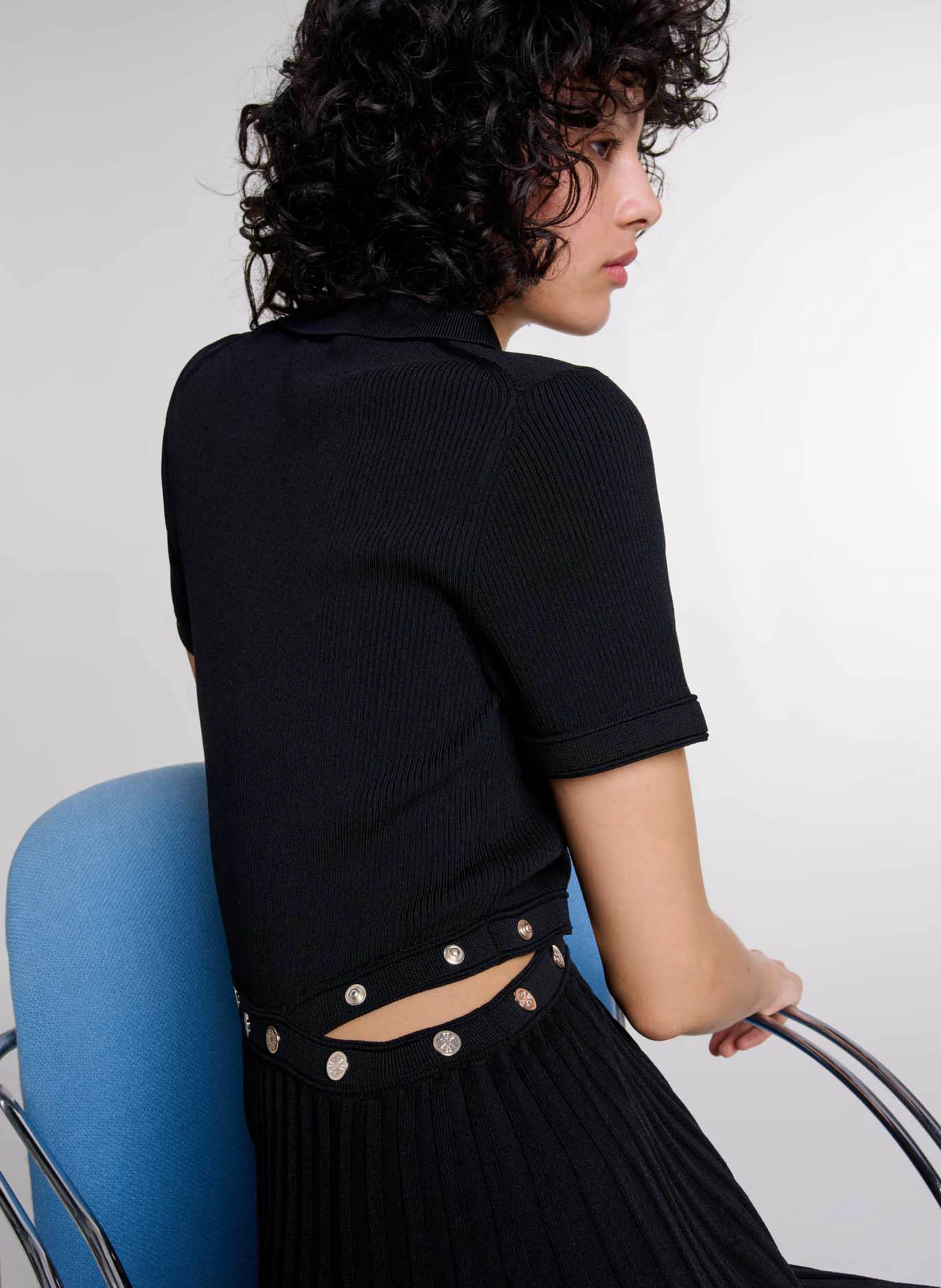 Robe courte col classique| Noir