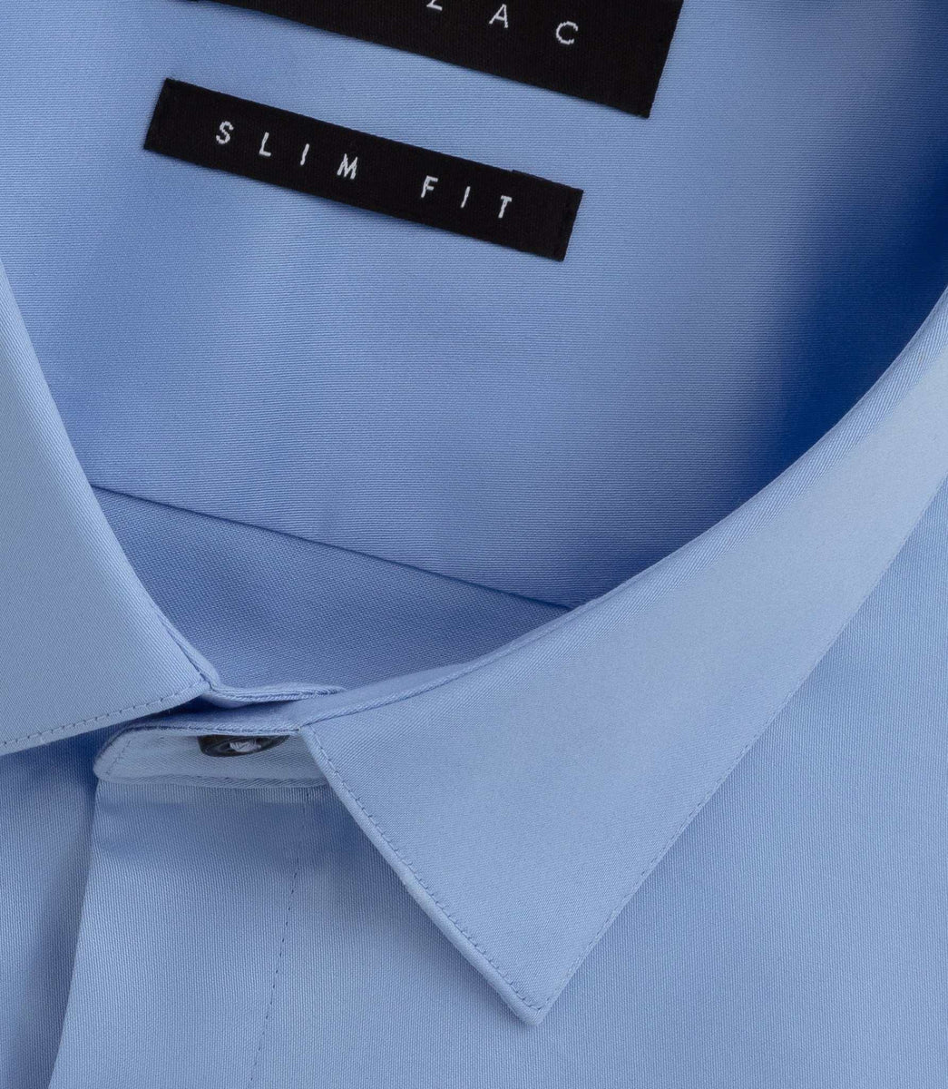 Chemise satin slim bleu-pastel 