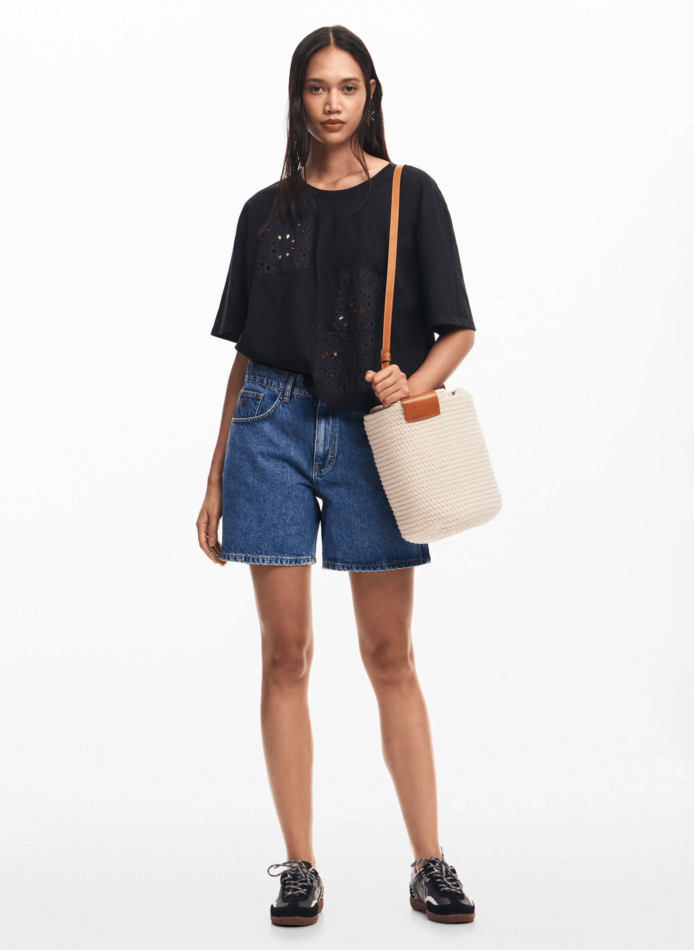 Tee-shirt brodé en coton | Noir