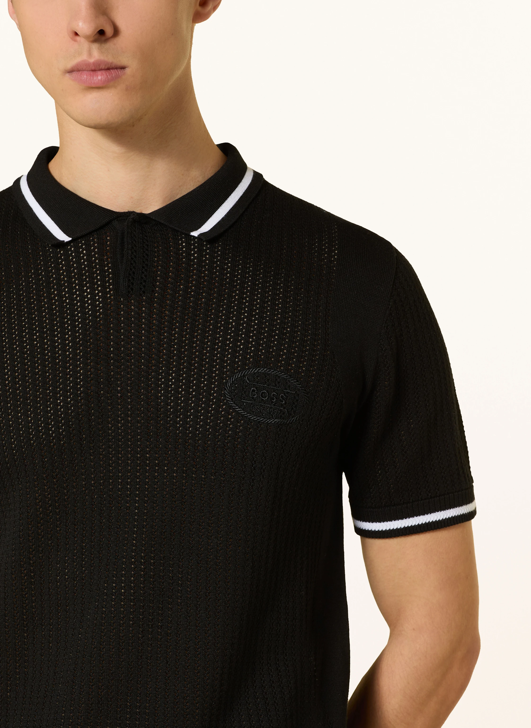 BOSS Strick-Poloshirt MESH HERITAGE