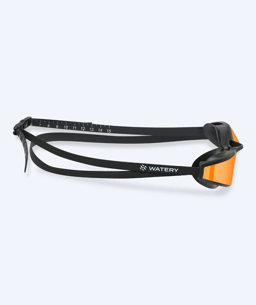 Watery Elite svømmebriller - Storm Racer Mirror - Sort/guld