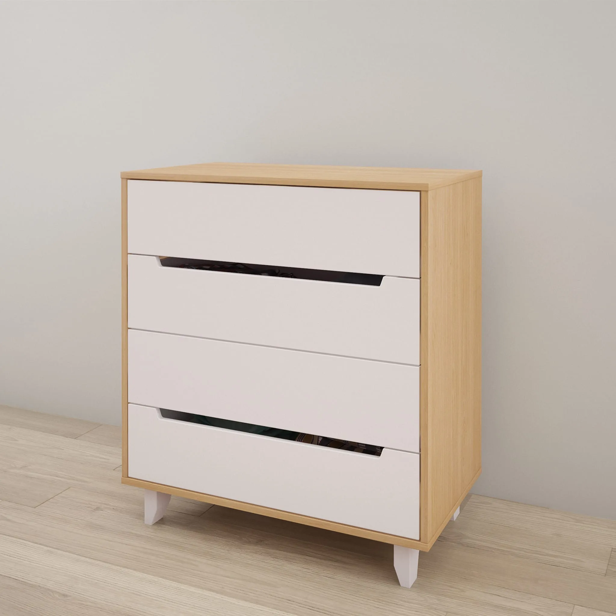 Nexera Bureau 4 Tiroirs Nomad - Blanc et Érable Naturel