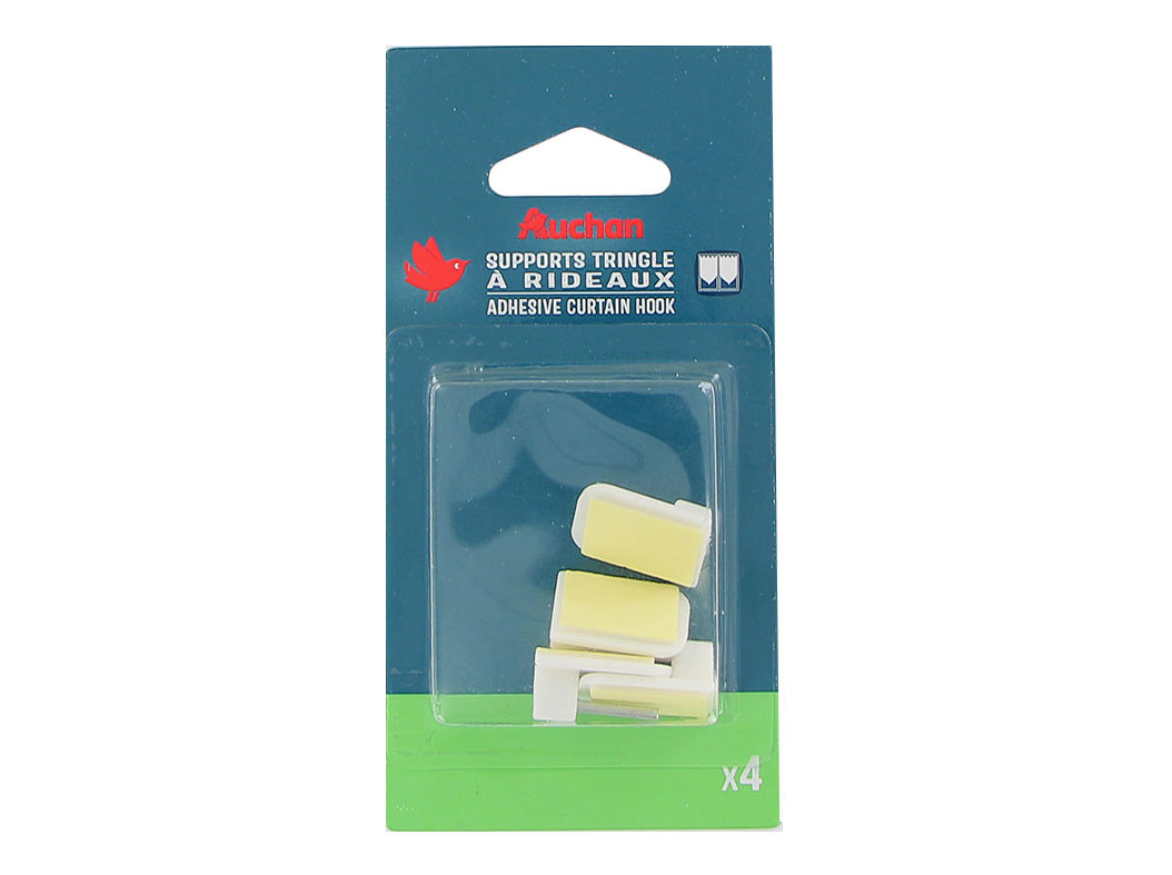 SUPORTE ADESIVO AUCHAN PARA VARÕES CINZENTO 4 PEÇAS 17X24MM