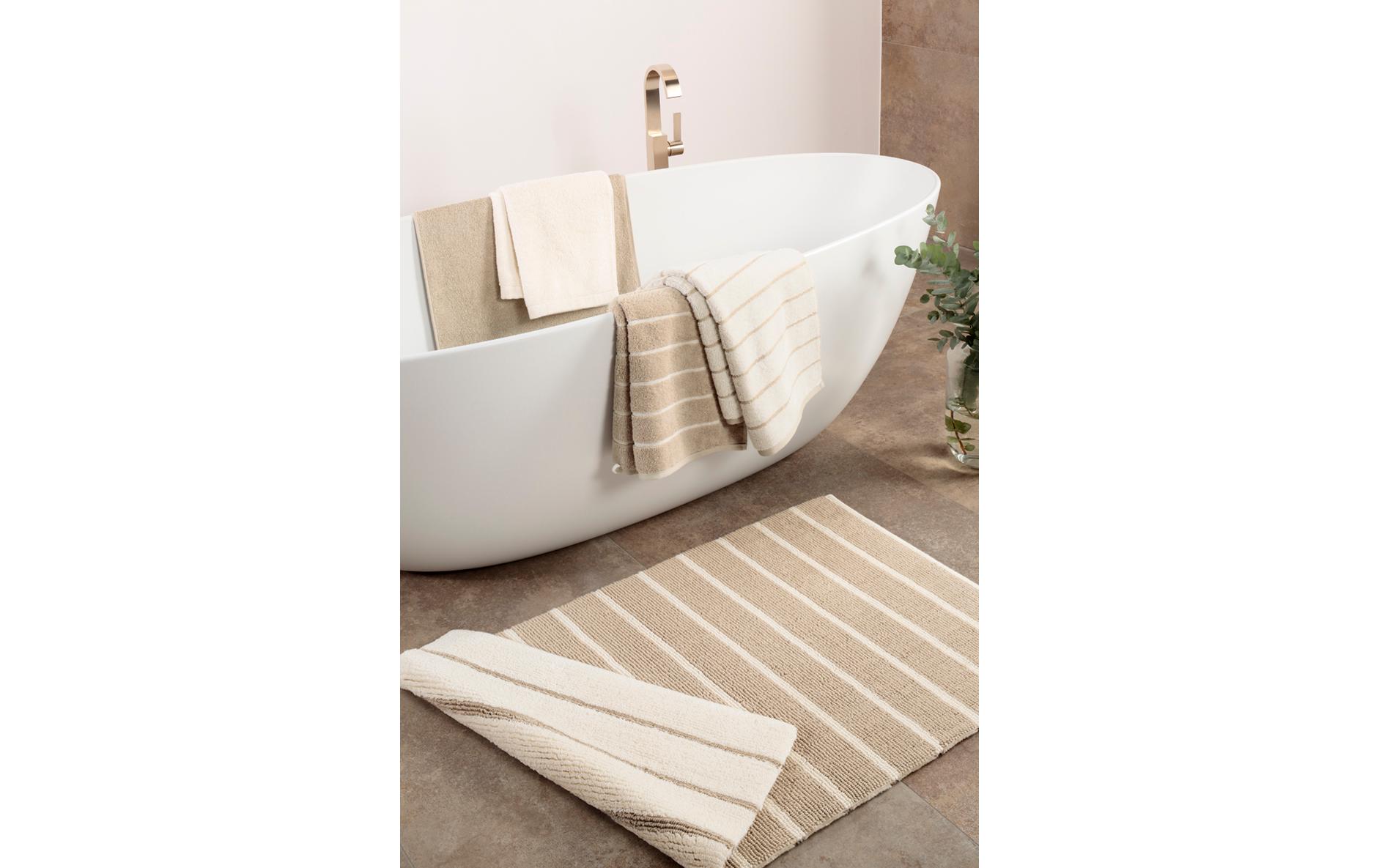 Badteppich Balance Doubleface 60 x 100 cm, Natur<br>Handgewebter Wende-Badteppich