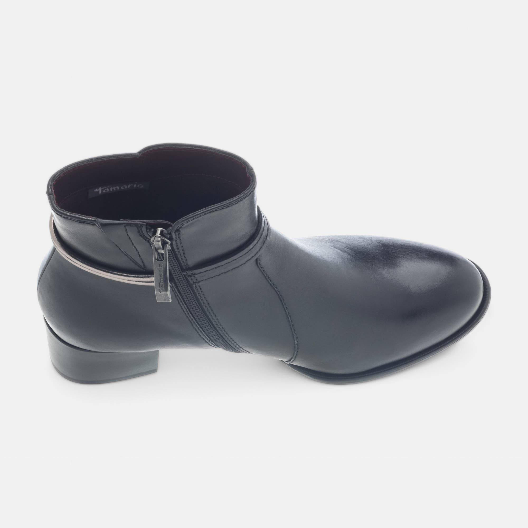 Bottines à talon Femme en cuir noir