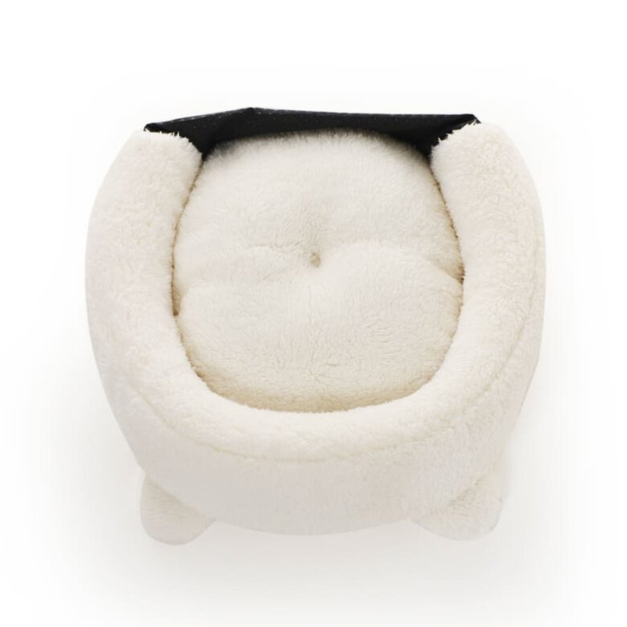 Iglu removível Leeby em sherpa branca para gatinhos