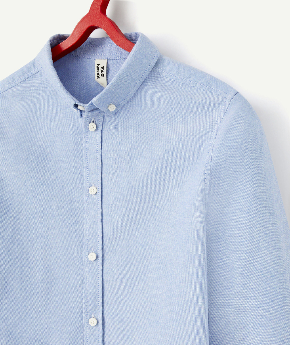 CHEMISE MANCHES LONGUES GARÇON BLEUE AVEC OUVERTURE BOUTONNÉE