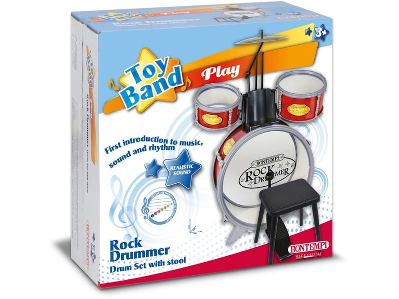 Bontempi Musikinstrument Schlagzeug 4er-Set Schlagzeug-Set