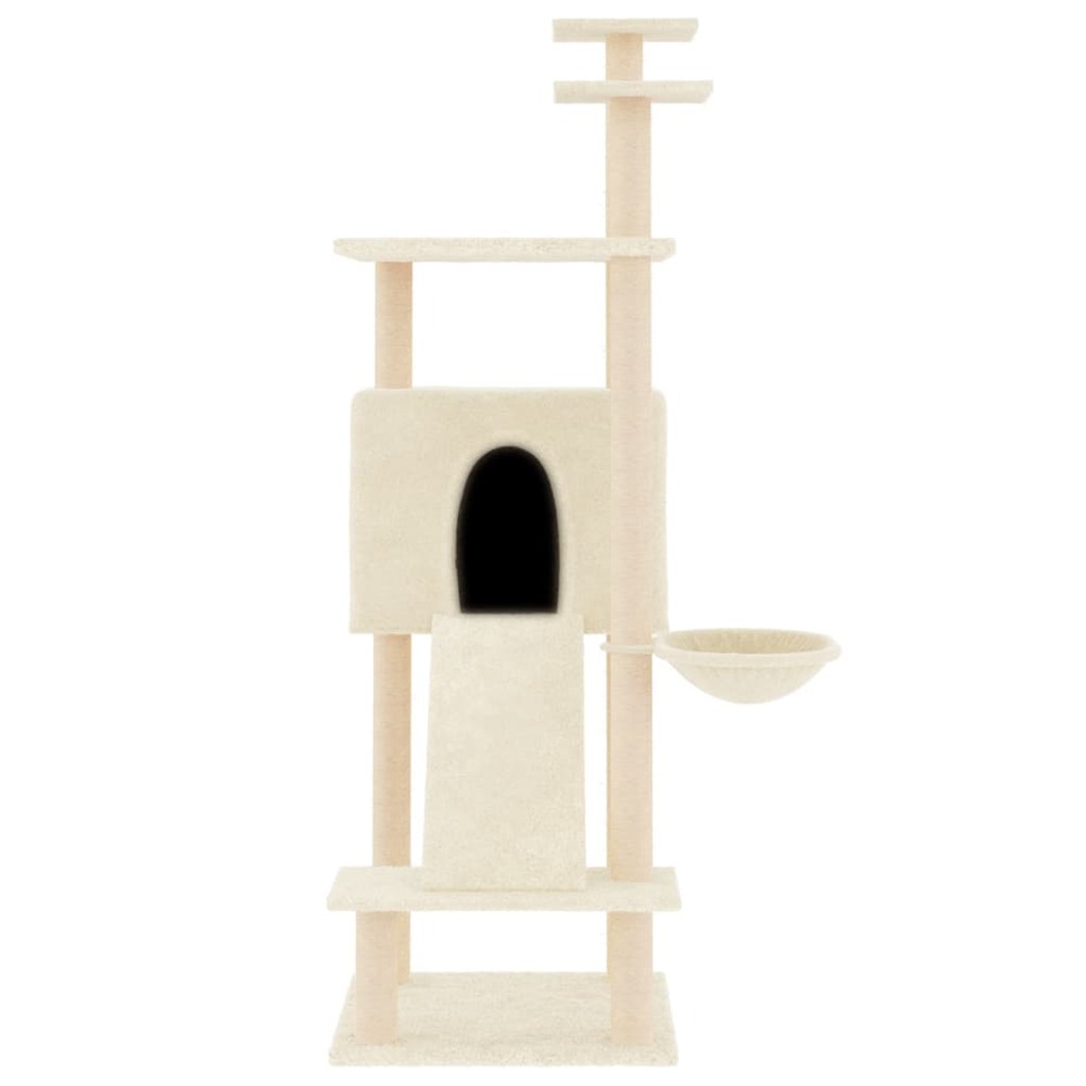 Arbre à chat avec griffoirs en sisal crème 153 cm