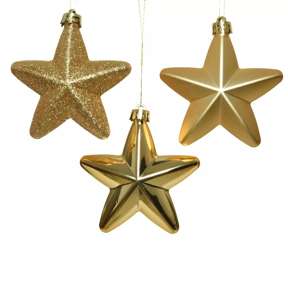 Lot de 6 étoiles de Noël à  suspendre (H7 cm) Alpine Or