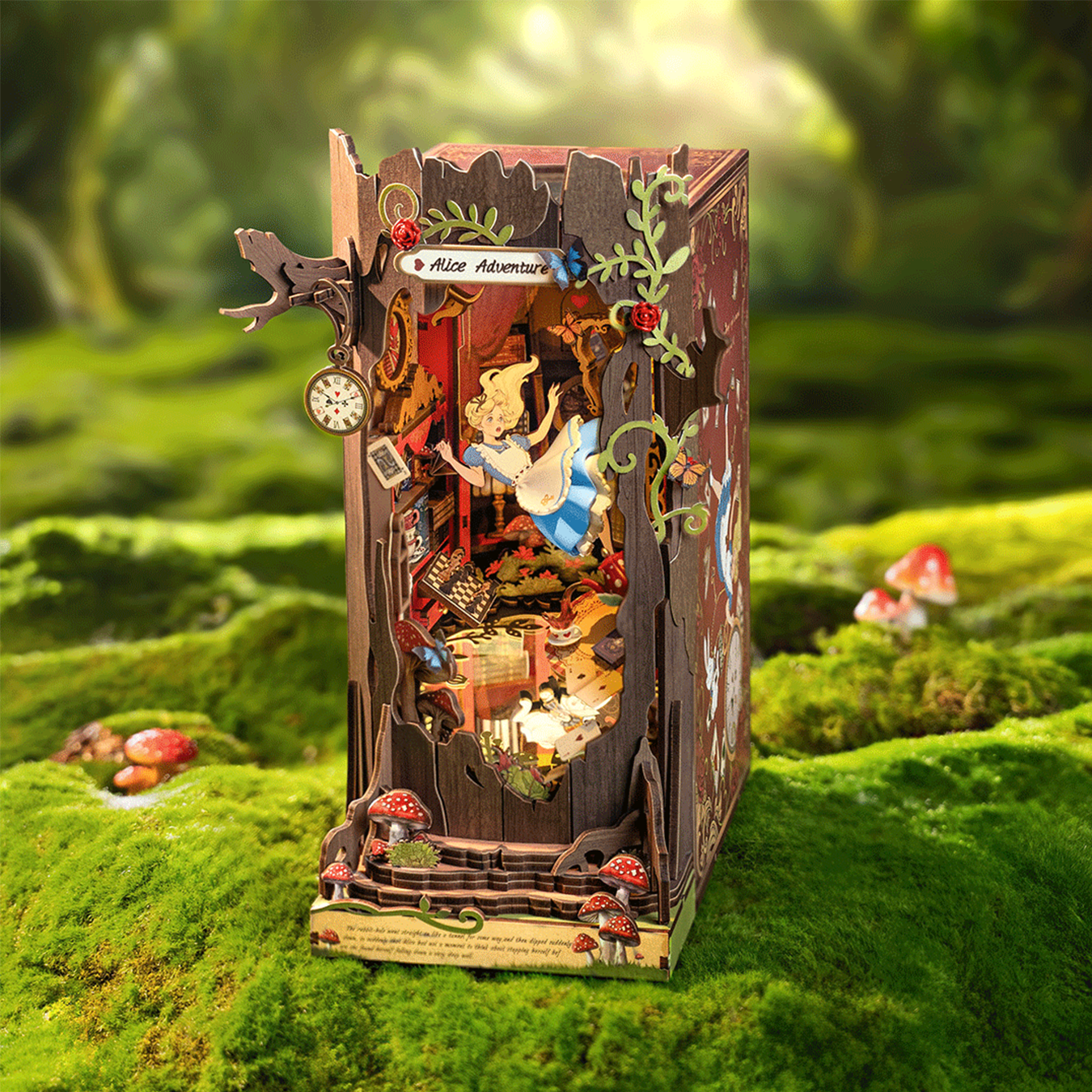 (300-tlg. Set) Rolife Book Nook Modell Bausatz DIY Miniatur Haus mit Licht Home Deko Buchstütze für Erwachsene (TGB12) - Fall Into Wonder