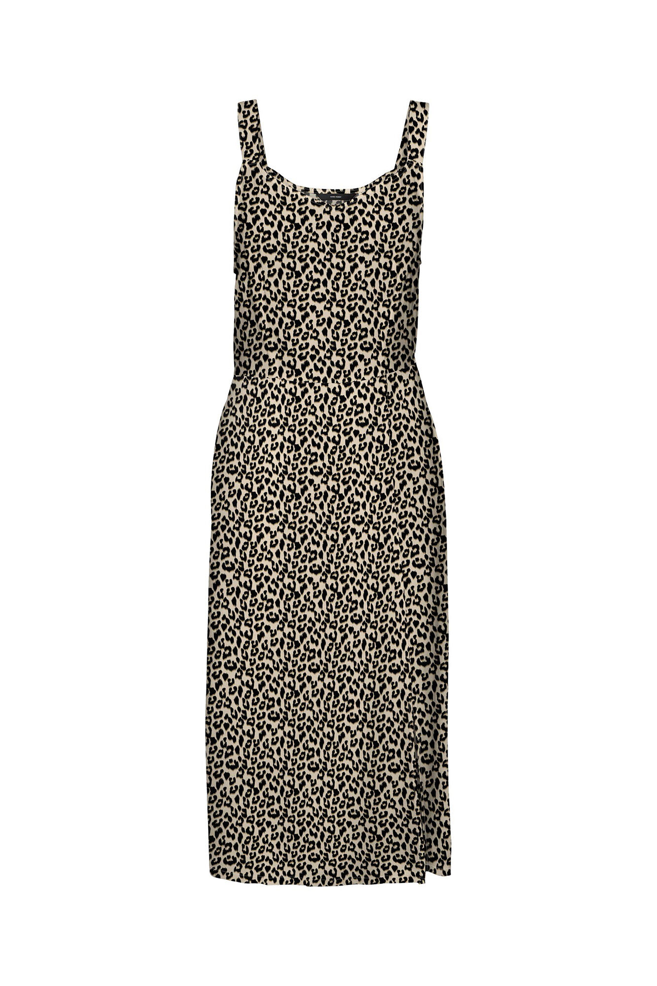 Vestido midi com alças finas - Marrom