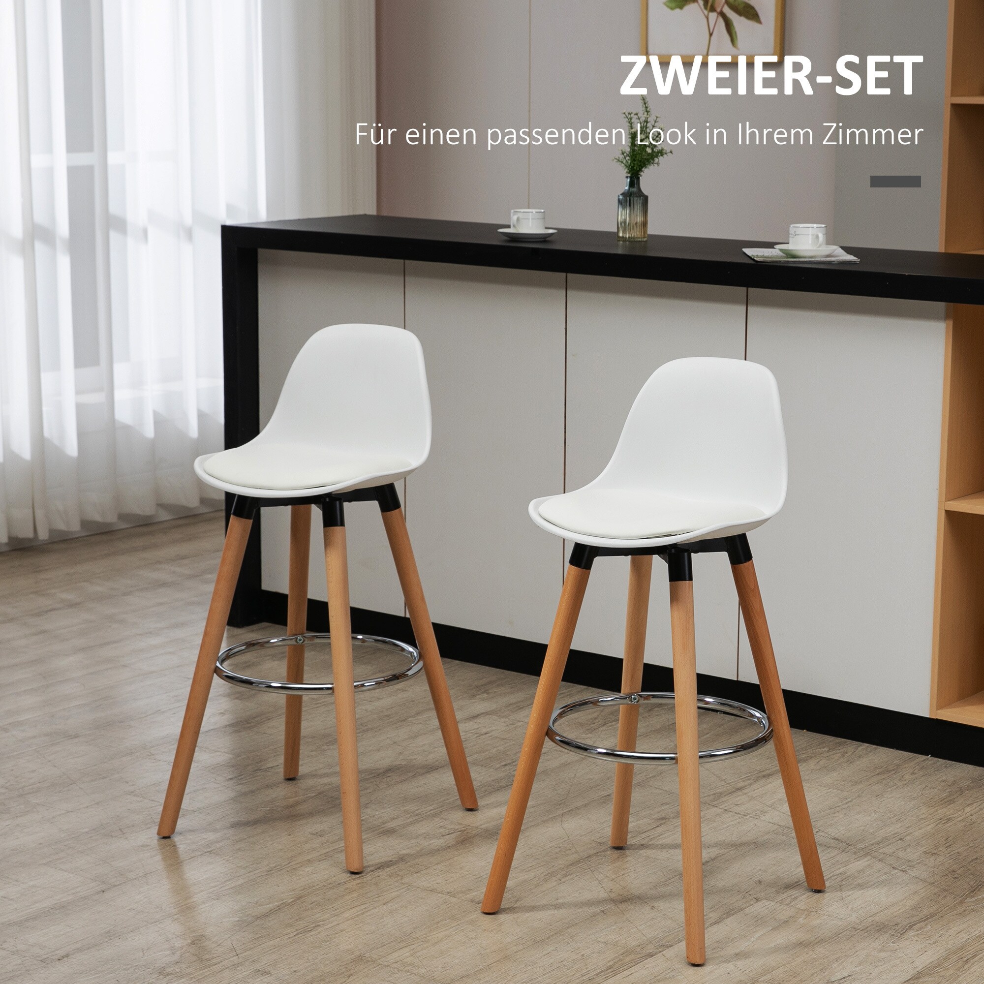 HOMCOM Barhocker mit 360 Grad drehbarem Sitz weiß 38,5B x 42,5L x 91H cm