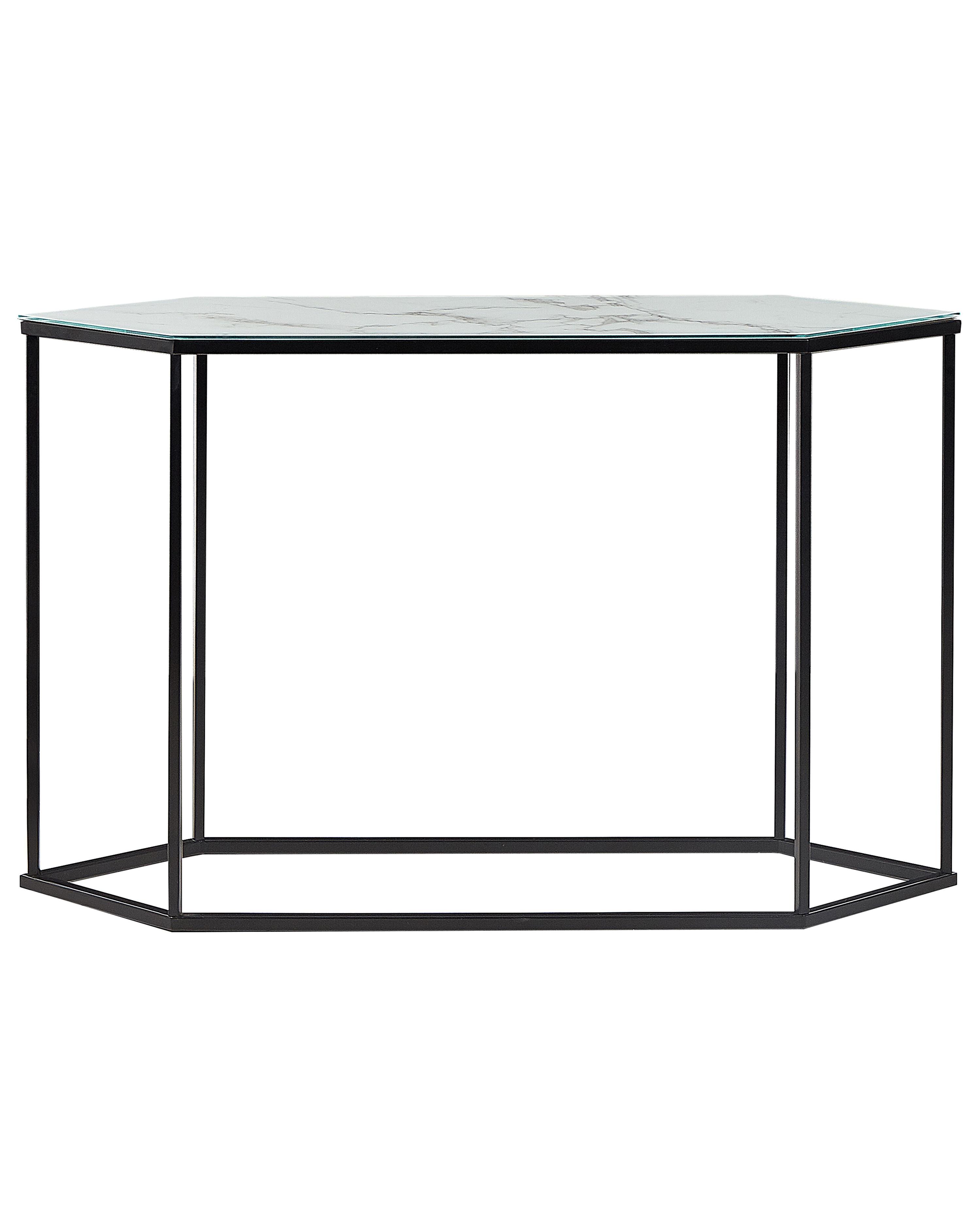 Sidetable PERRIN Veiligheidsglas Marmer/zwart