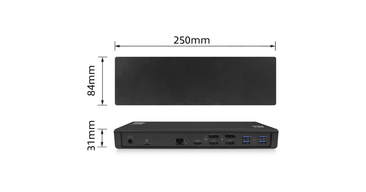 ACT ConnectivityUSB-C Triple 4K Docking Station  (DisplayPort, HDMI, RJ45, USB)