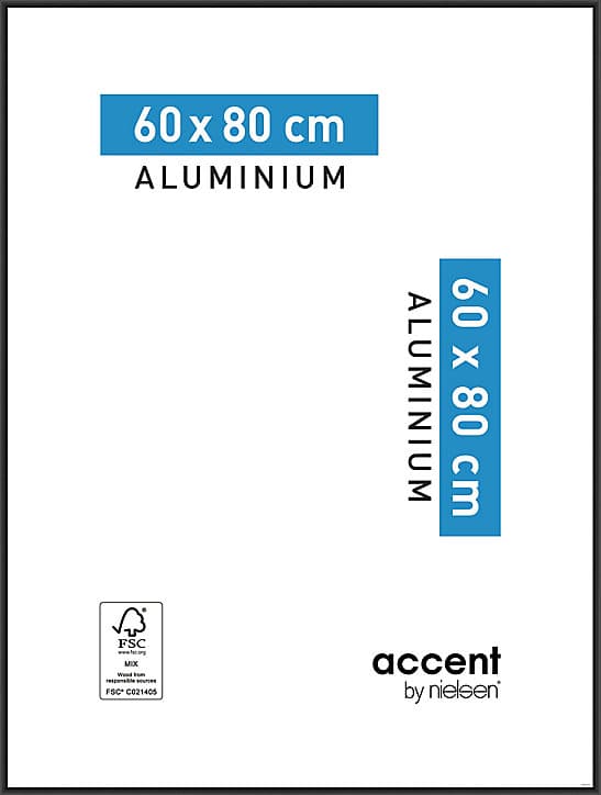 Cadre photo aluminium noir Accent l.60 x H.80 cm