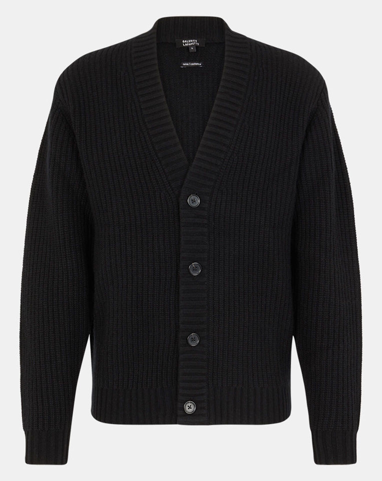 Galeries Lafayette Cardigan en Laine & Cachemire Potecard Gulet Boxy noir