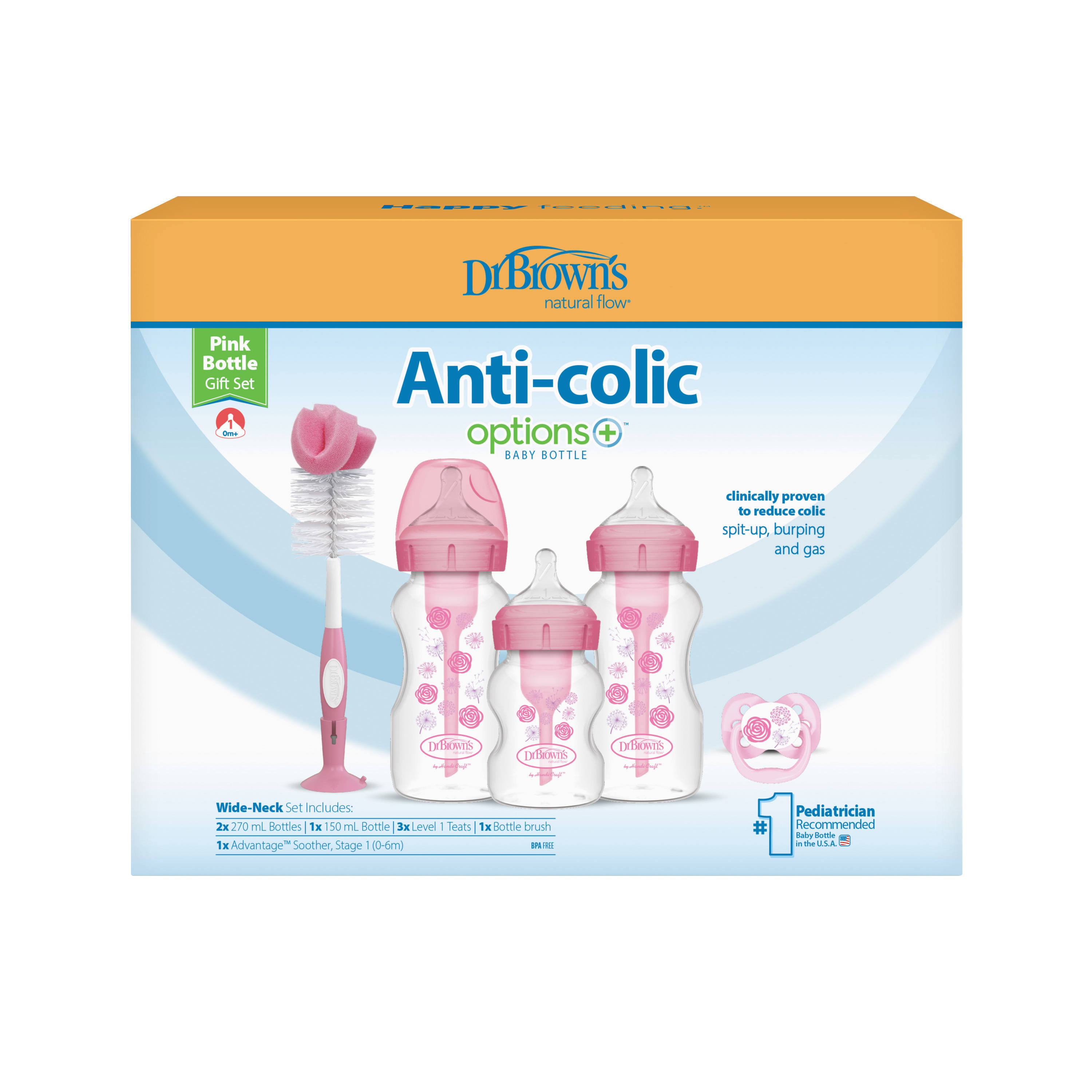 Dr. Brown's Giftset Brede halsfles roze