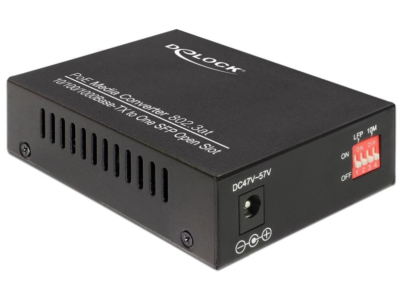 Delock Medienkonverter SFP - RJ45 1Gbps mit PoE Delock PoE  Medienkonverter 10/100/1000Base-T zu SFP
