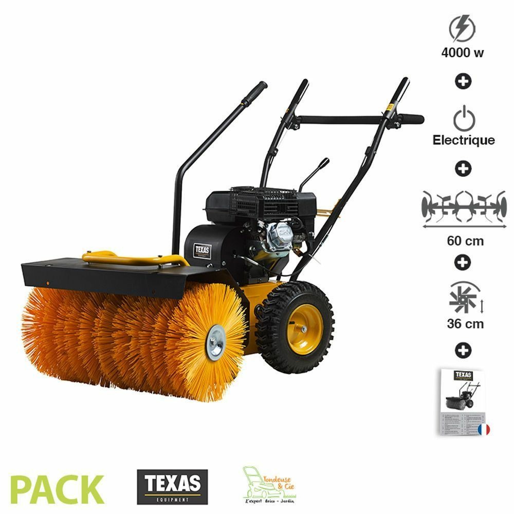 Balayeuse thermique brosse rotative 5,4cv largeur 60cm 3av 1ar texas 650tge