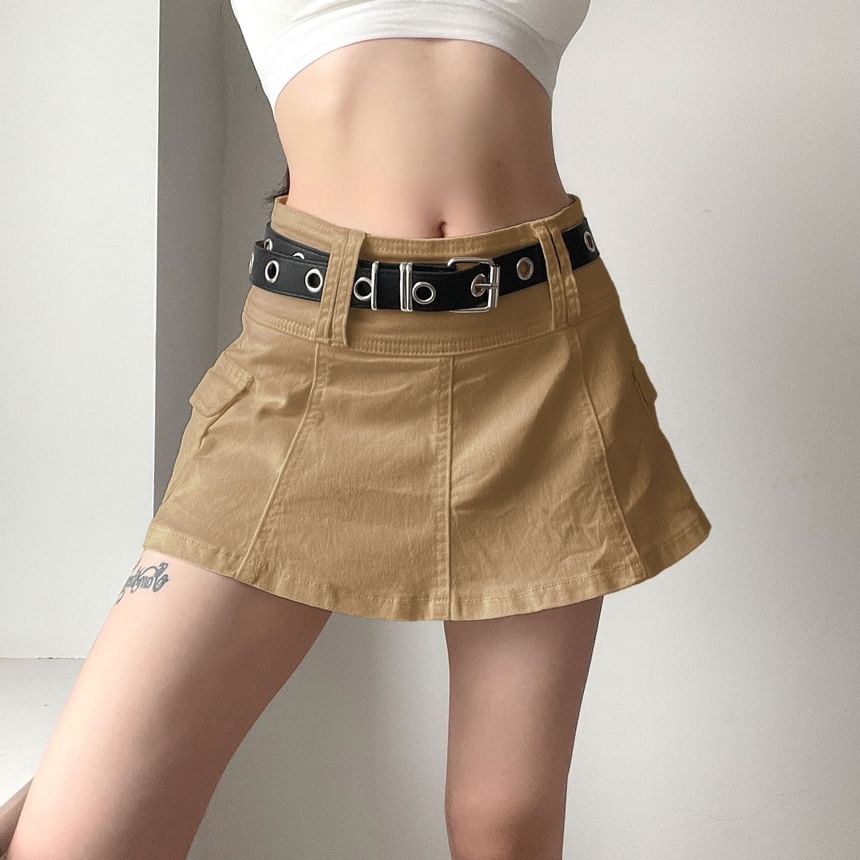 Sosana - Mini denim rok met lage taille en ingezette shorts