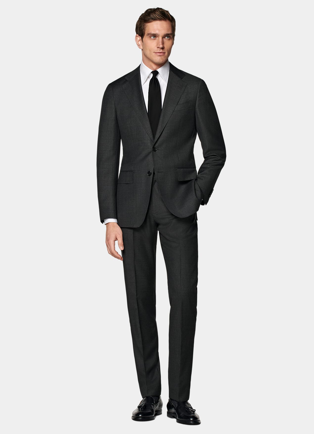 Pantalon de costume Slim Leg Straight gris foncé