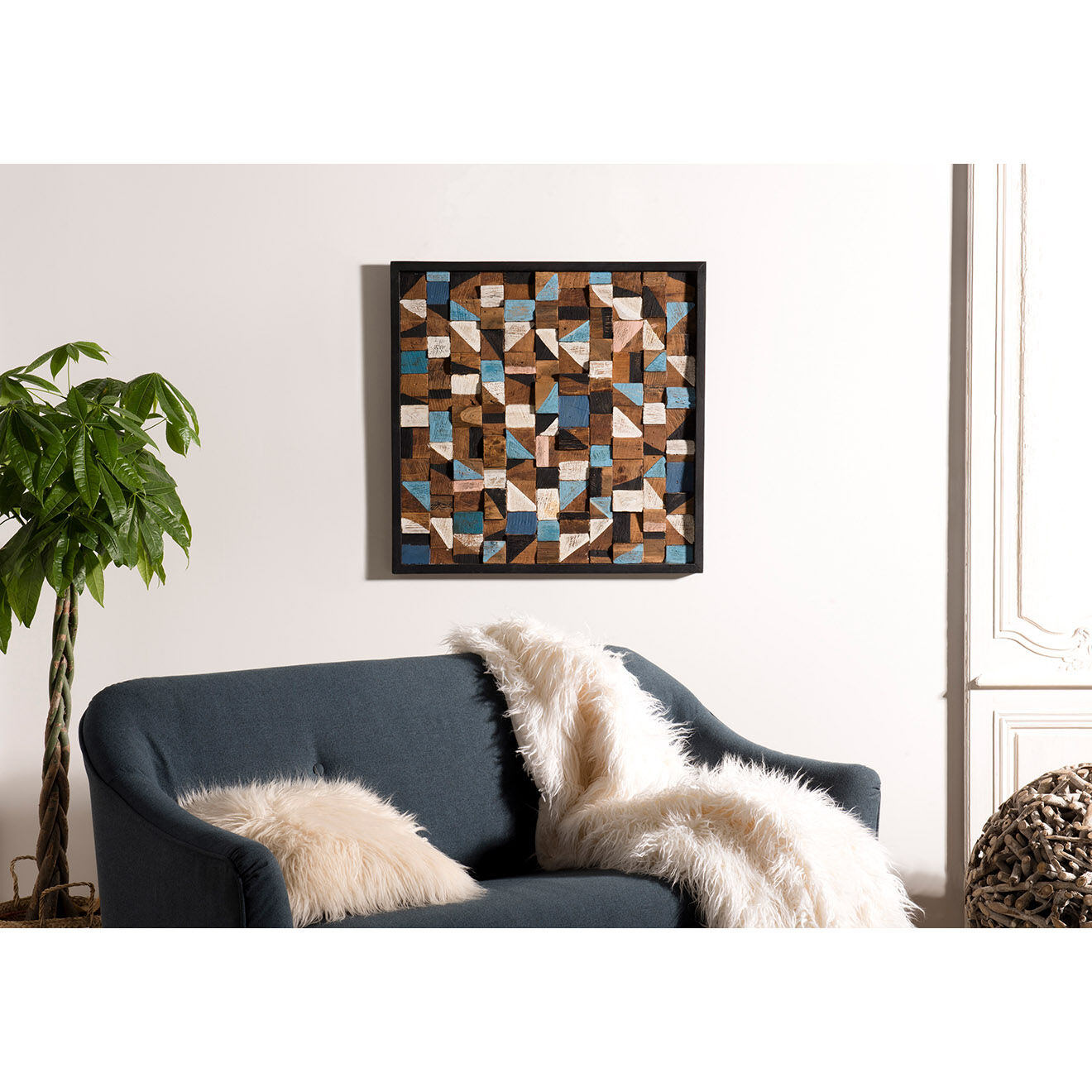 Macabane Décoration murale Suzy multicolore - 73x73x4 cm