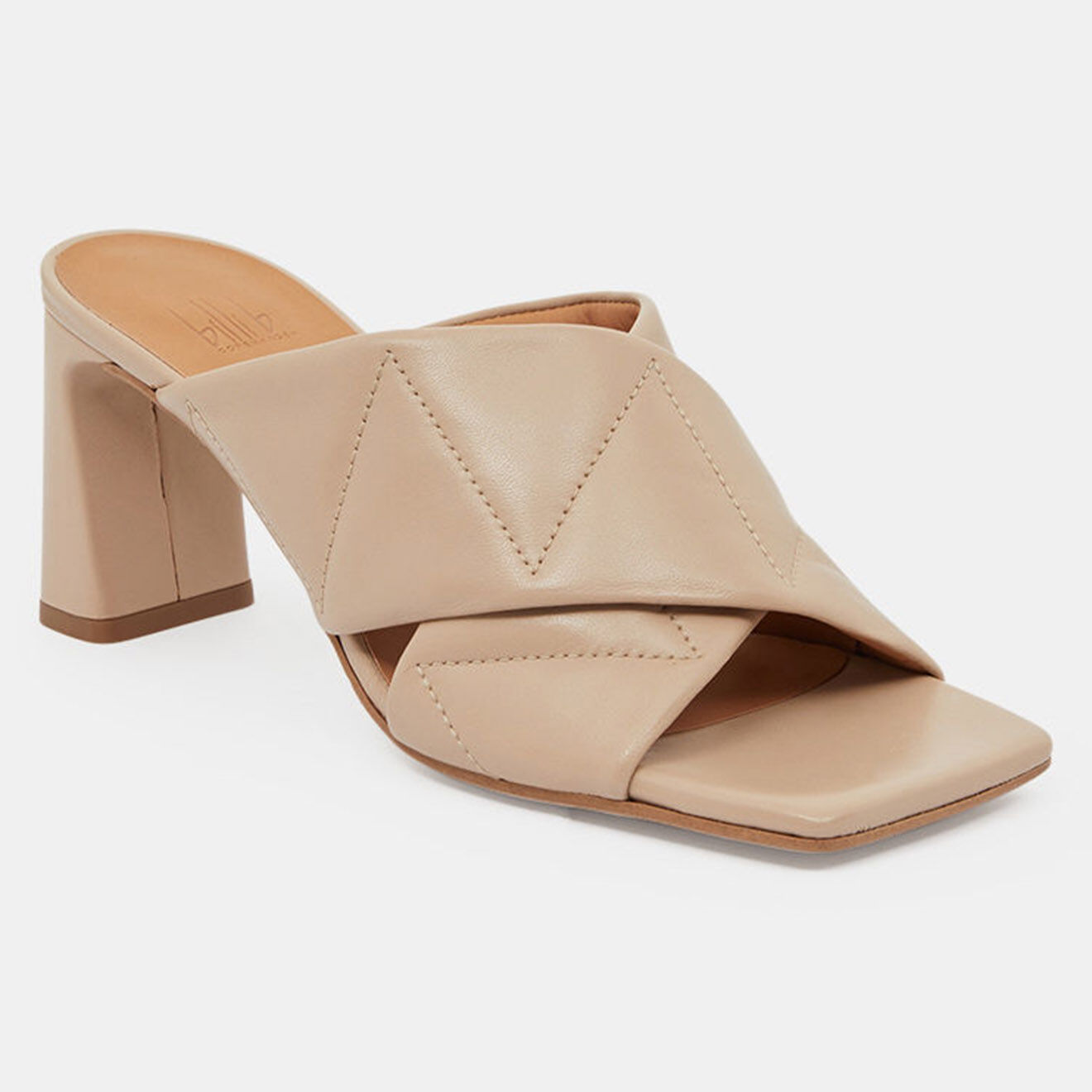 Billi Bi Mules en Cuir Matelassées beiges - Talon 7.5 cm