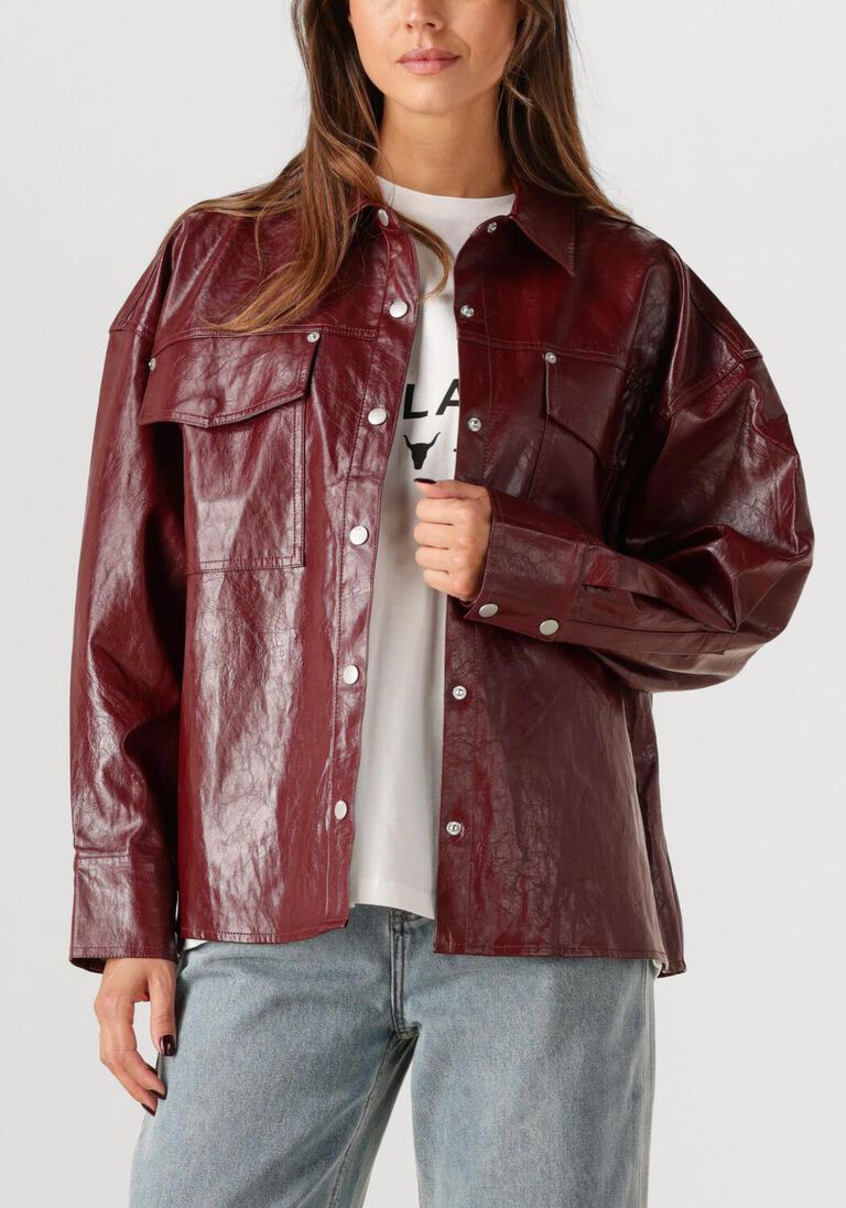 bordeaux alix the label blouses faux leather blouse