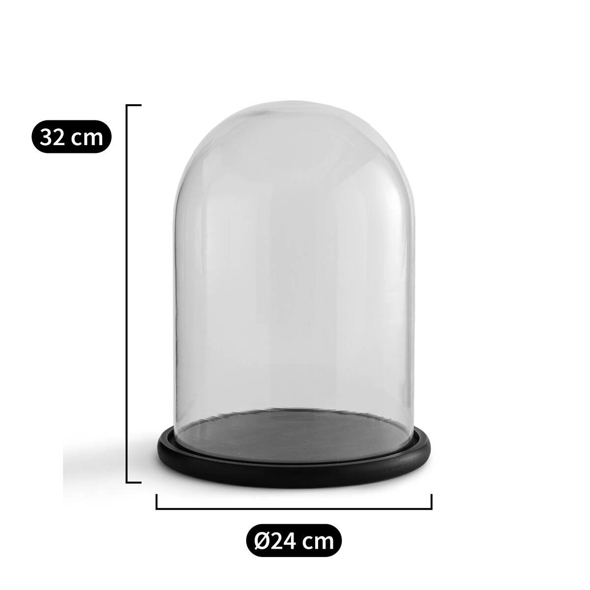 LA REDOUTE INTERIEURS<br>Cúpula de vidro com base preta, 32 cm de altura, Campa