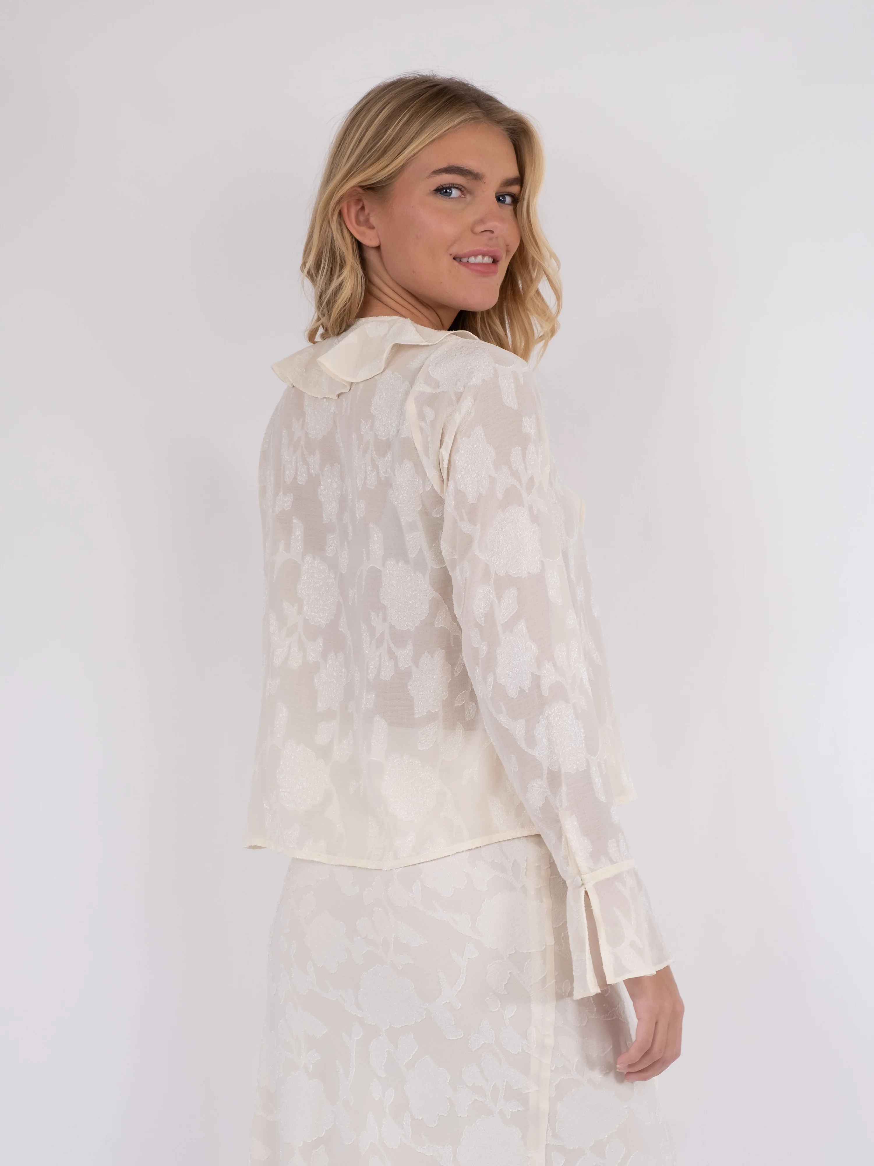 Neo Noir  Anika Burnout bluse - Ivory