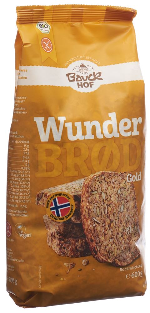 BAUCKHOF Wunderbrot Gold mit Kurkuma glutenfrei Btl 600 g