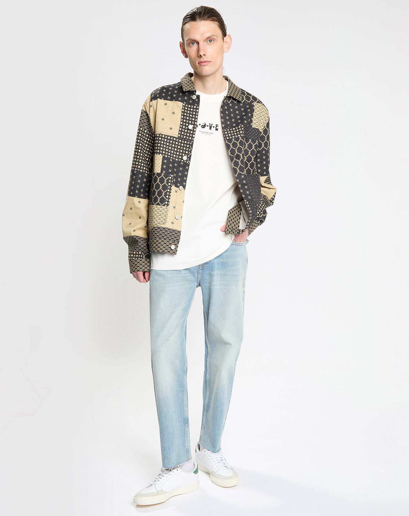 Scotch & Soda Surchemise en Coton & Lin Patchwork noire