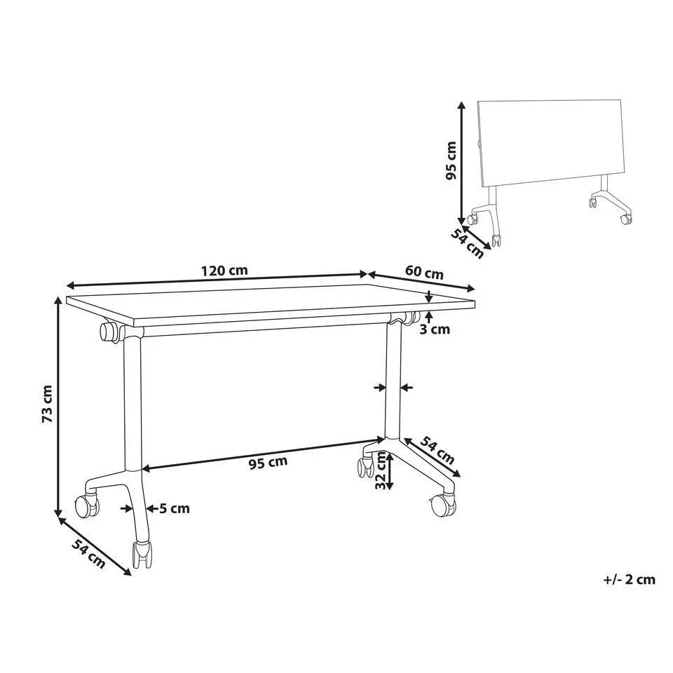 CAVI - Bureau verstelbaar - Wit/Zwart - 120 x 60 cm - Metaal