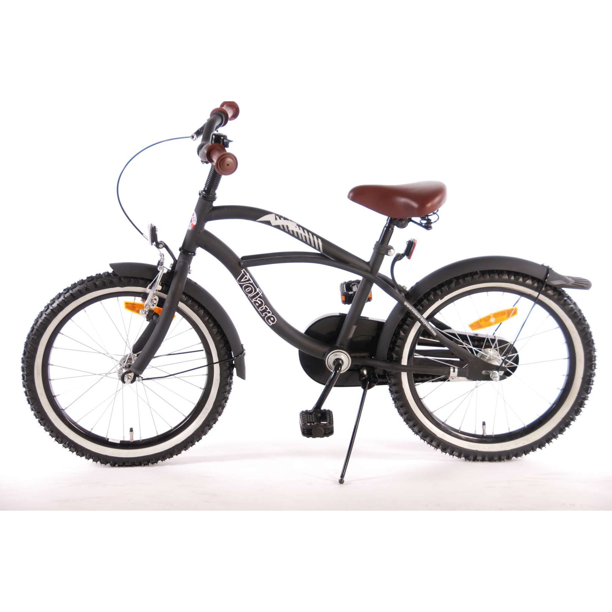 Volare Black Cruiser Kinderfahrrad 18 Zoll Mädchen Jungen 4 - 7 Jahre Kinder Fahrrad 104 - 116 cm mit Rücktrittbremse