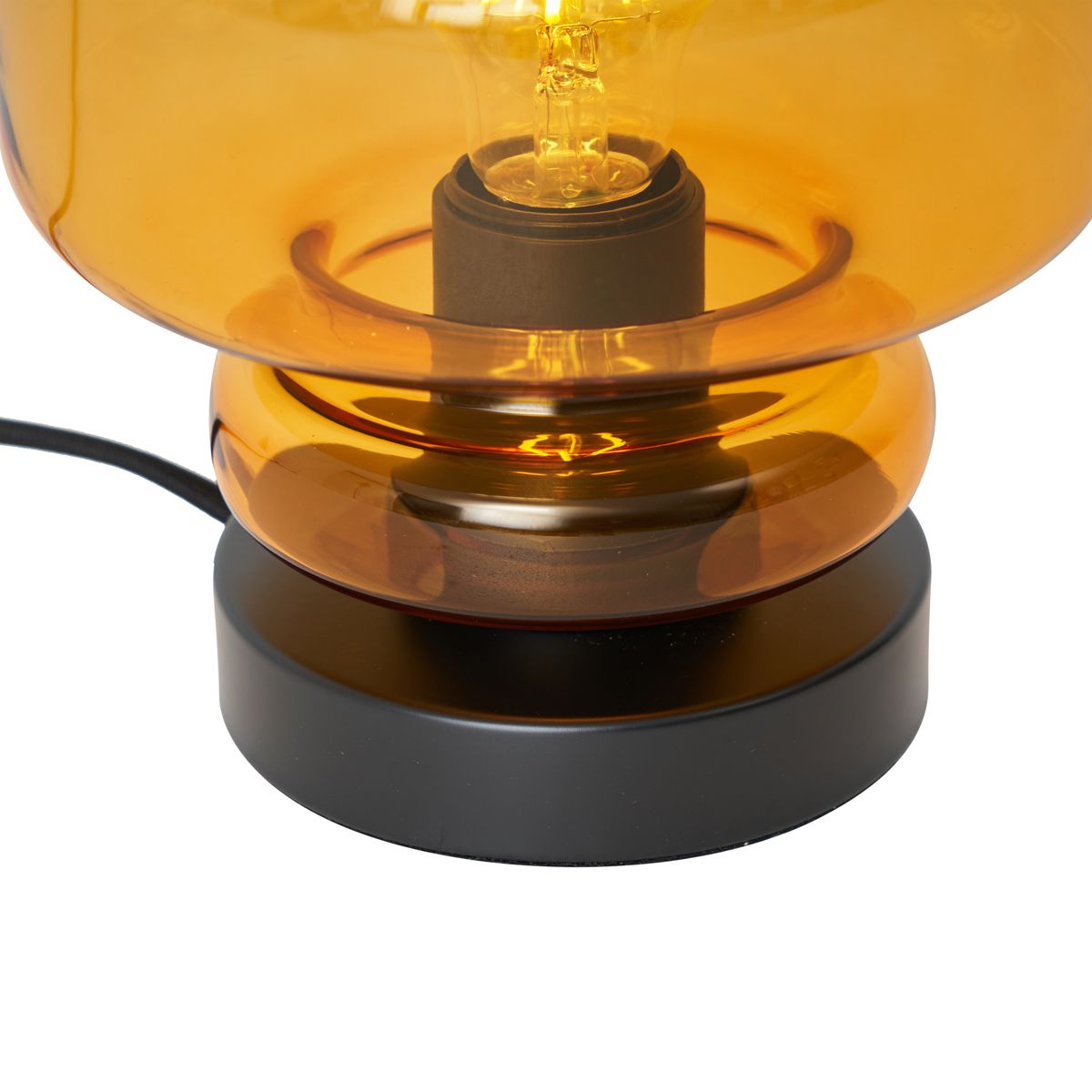 Retro tafellamp zwart met oranje glas - Denise